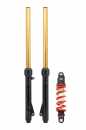 TBparts - Fork Assembly with HD Springs, TiN Gold Coated Uppers, and 300lb DNM Shock Kit for KLX110 TBparts - Fork Assembly with HD Springs, TiN Gold Coated Uppers, and 300lb DNM Shock Kit for KLX1101